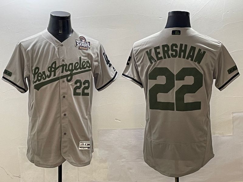 Men Los Angeles Dodgers #22 Kershaw Grey Fashion Elite 2025 Nike MLB Jersey style 3